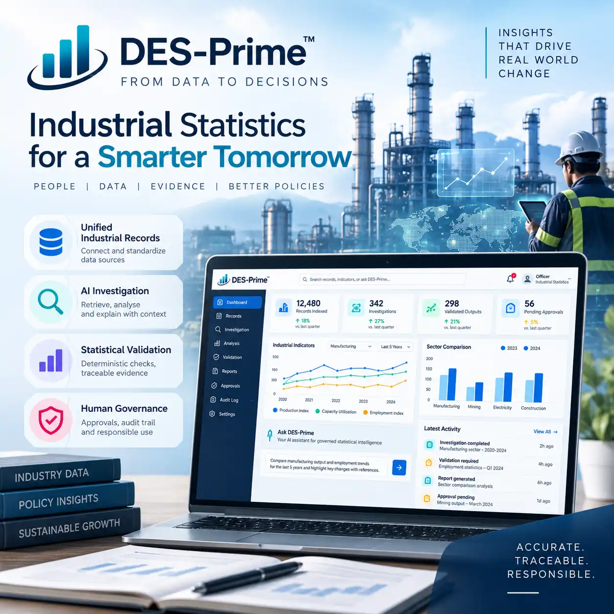 DES-Prime industrial statistics modernisation with governed AI investigation, statistical validation and human oversight